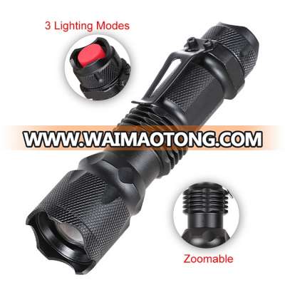 Super Bright AA battery 3 modes zoom police promo custom small pocket mini led torch light flashlight logo bulk